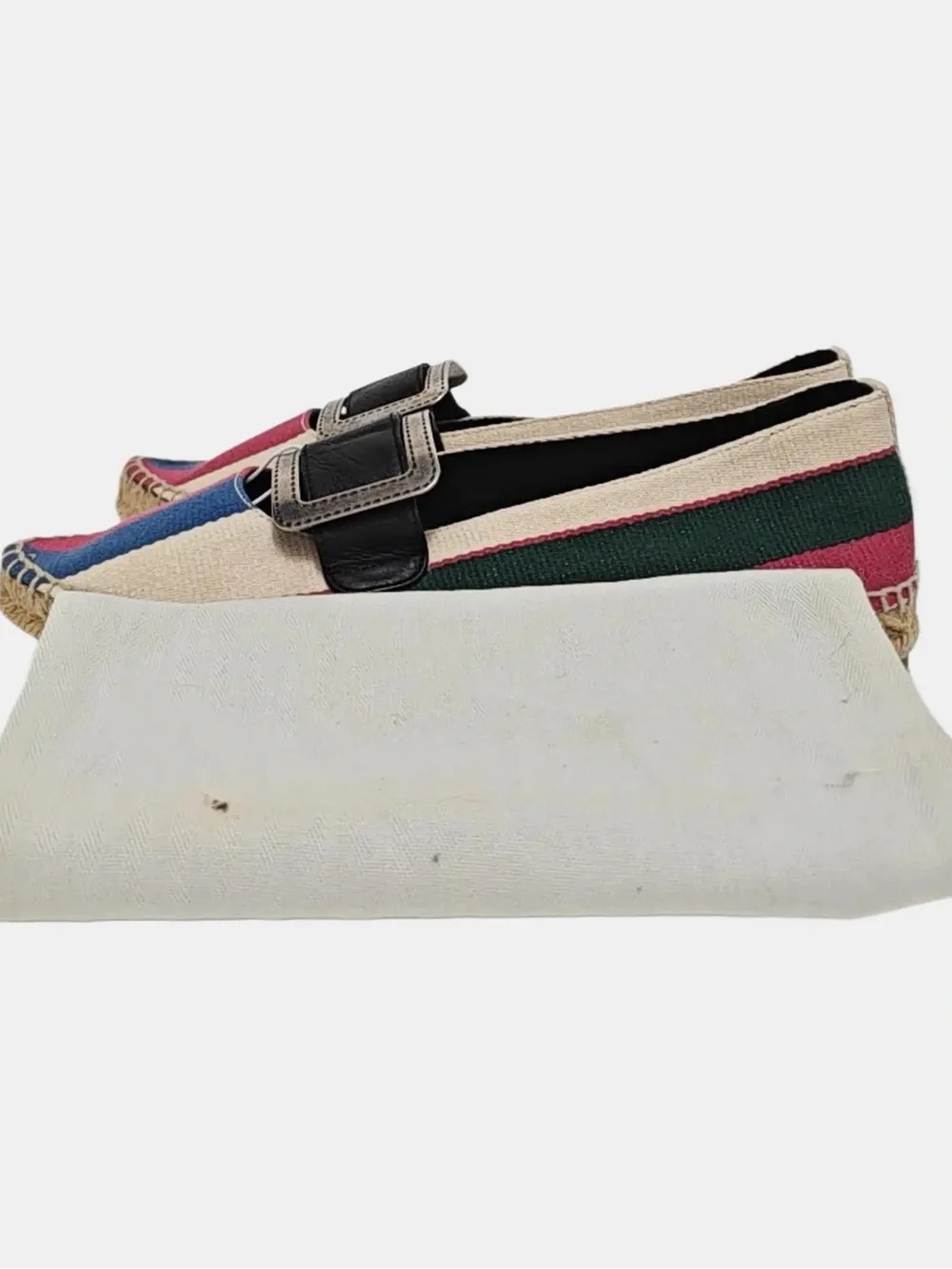 Loewe Multicolor Striped Espadrille Loafer with Black Buckle